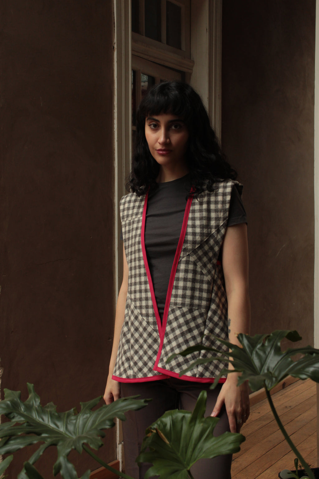 Sin mangas lana cuadrillé