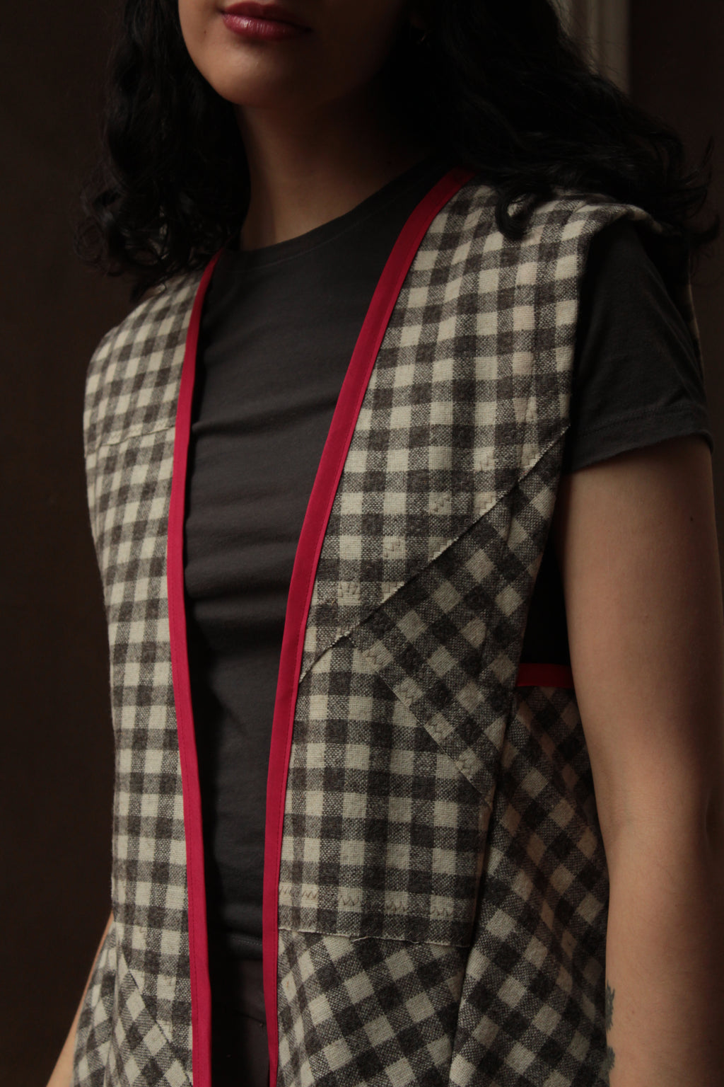 Sin mangas lana cuadrillé